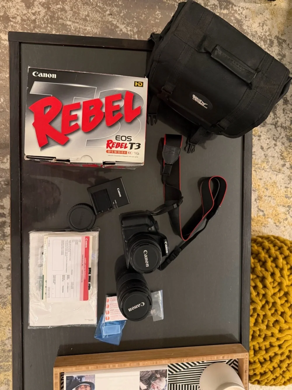 Canon EOS Rebel T3 EF-S 18-55 IS II Kit. Like new, perfectly working condition.
